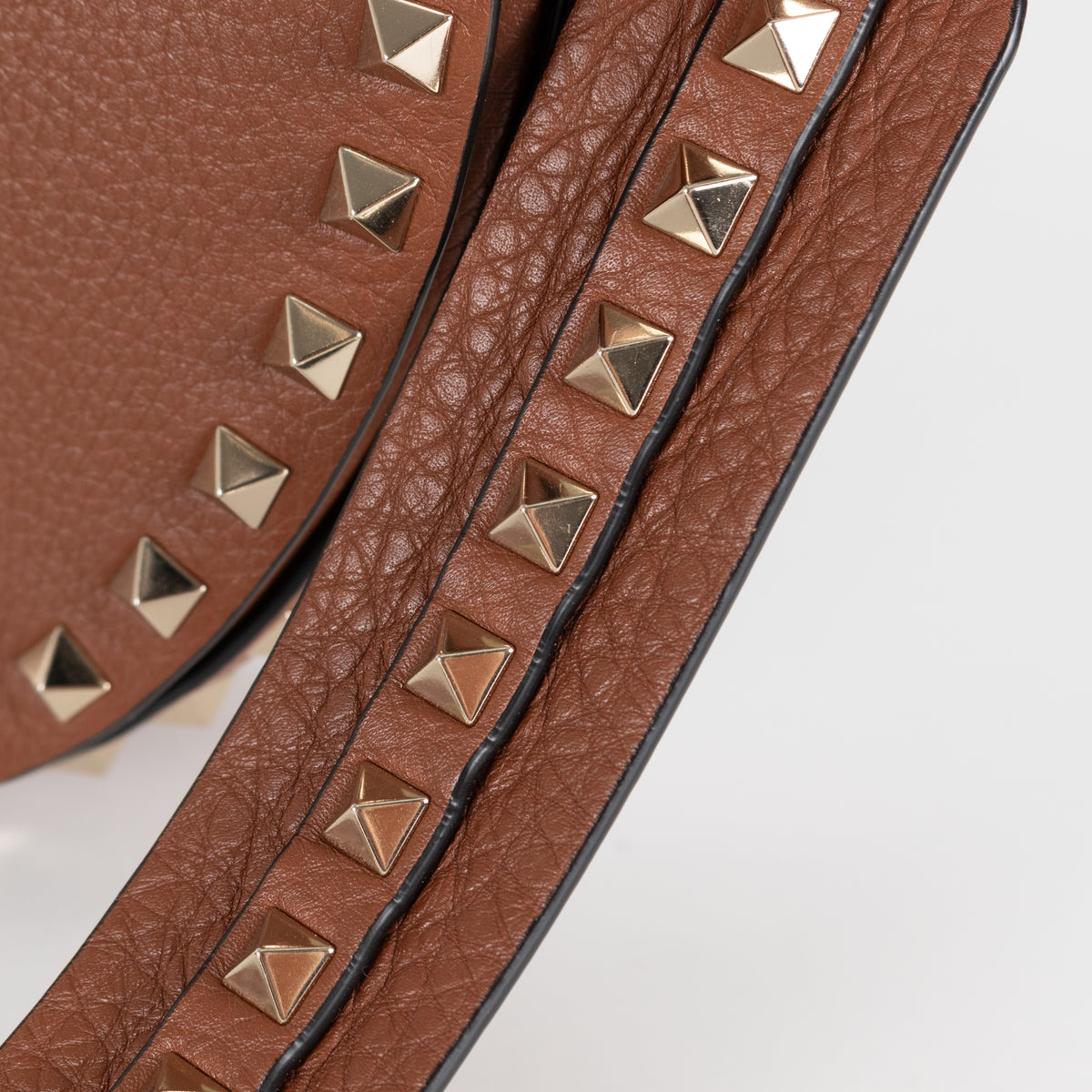 Valentino Garavani Rockstud Tan Saddle Bag