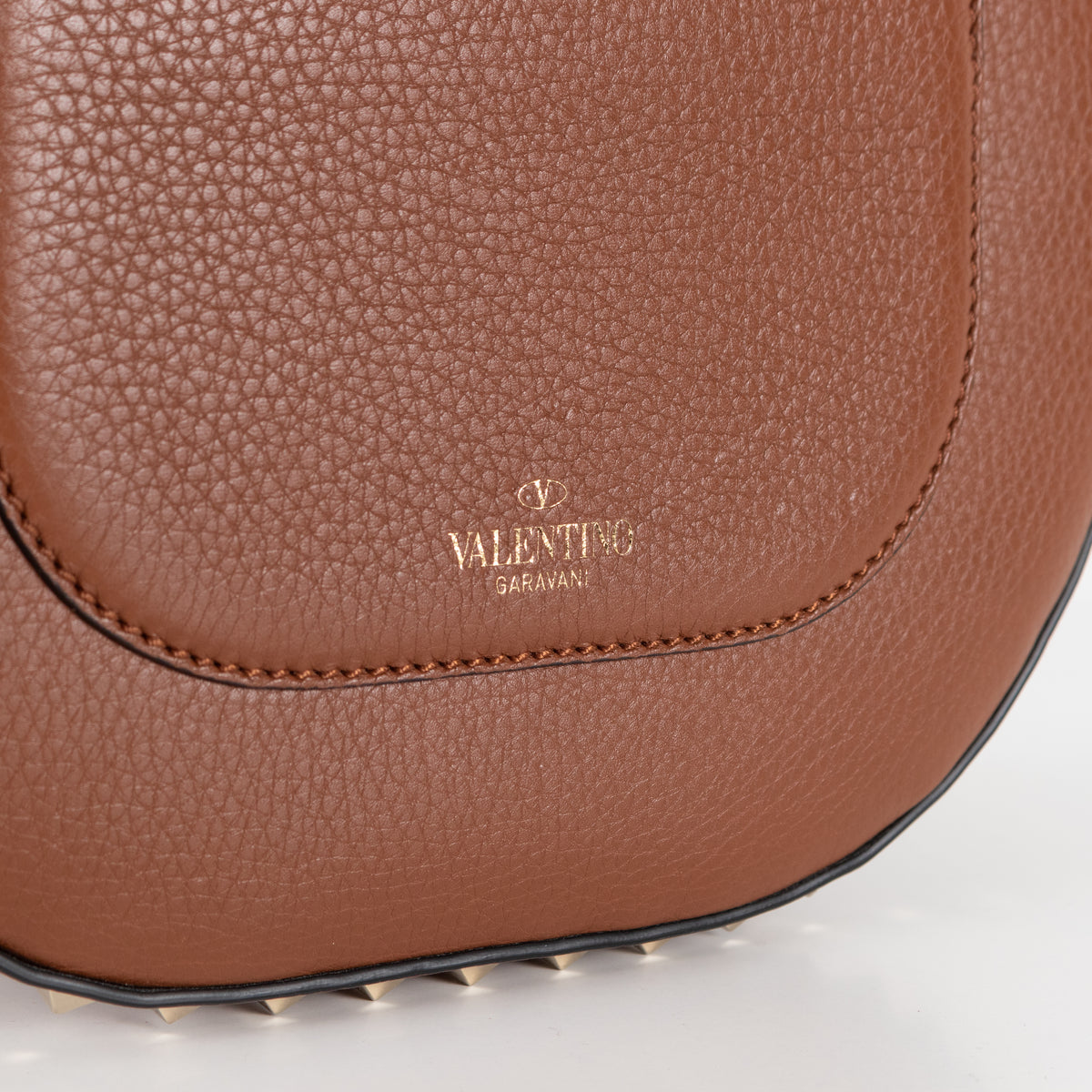 Valentino Garavani Rockstud Tan Saddle Bag