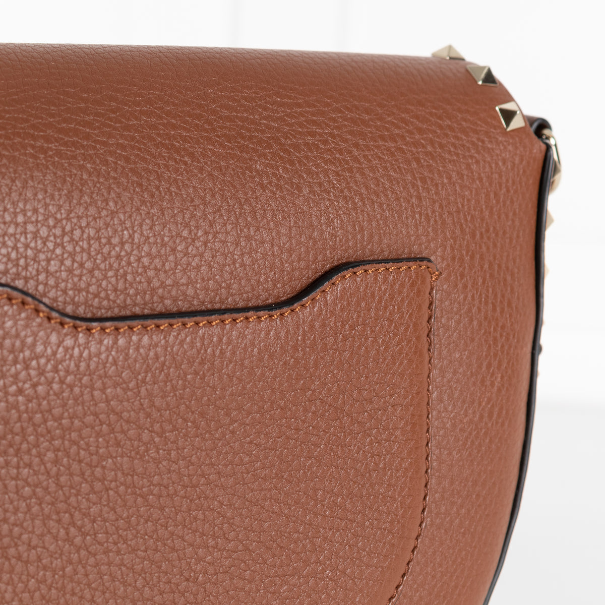 Valentino Garavani Rockstud Tan Saddle Bag