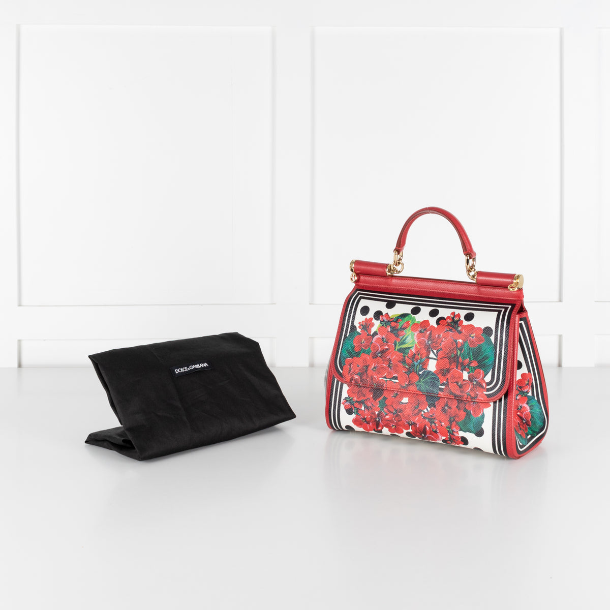 Dolce & Gabbana Red Sicily Geranium Leather Handbag
