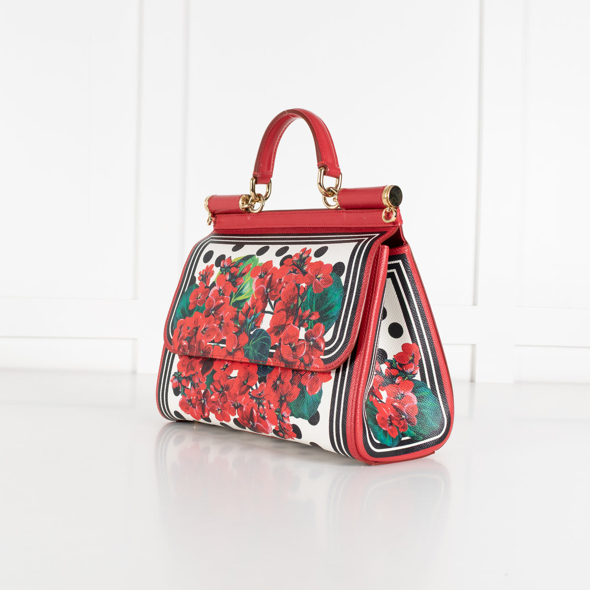 Dolce & Gabbana Red Sicily Geranium Leather Handbag