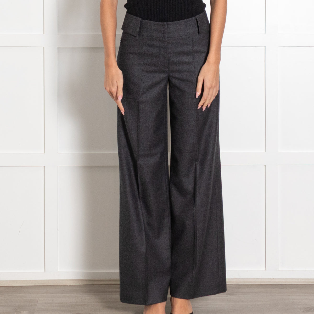 Akris Grey Wool Wide Leg Trousers