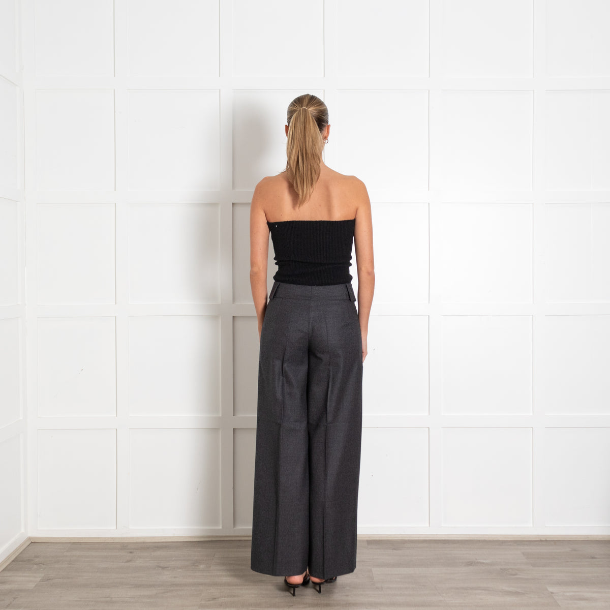 Akris Grey Wool Wide Leg Trousers
