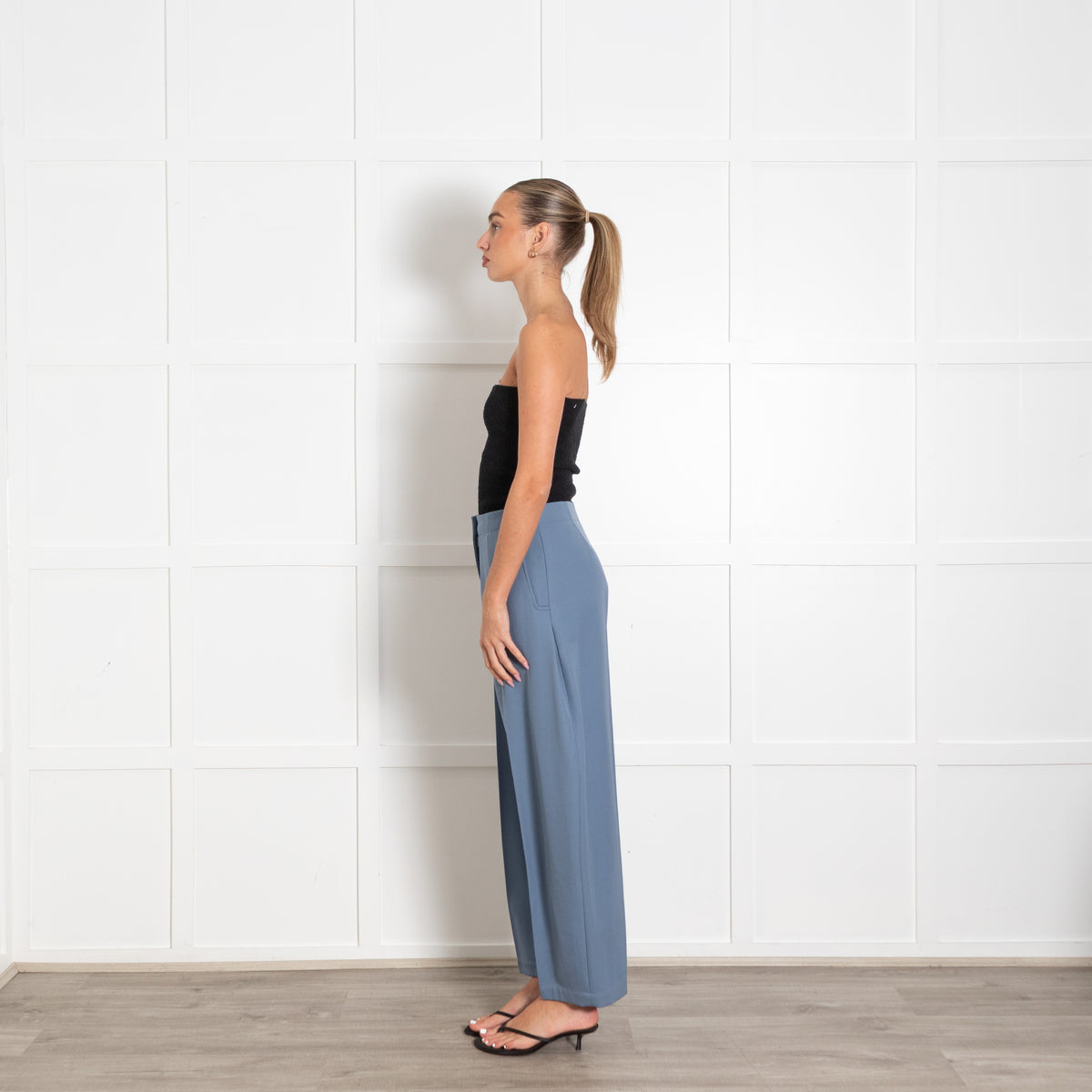 Raey Slate Blue Wool Barrel Leg Trousers