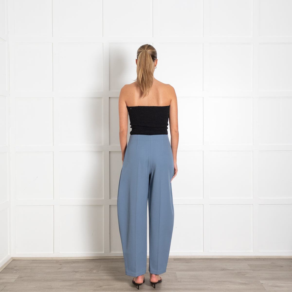 Raey Slate Blue Wool Barrel Leg Trousers