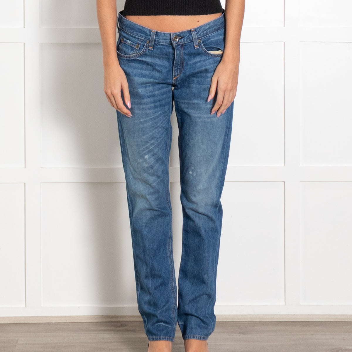 Rag & Bone Blue Denim Boyfriend-Style Jeans