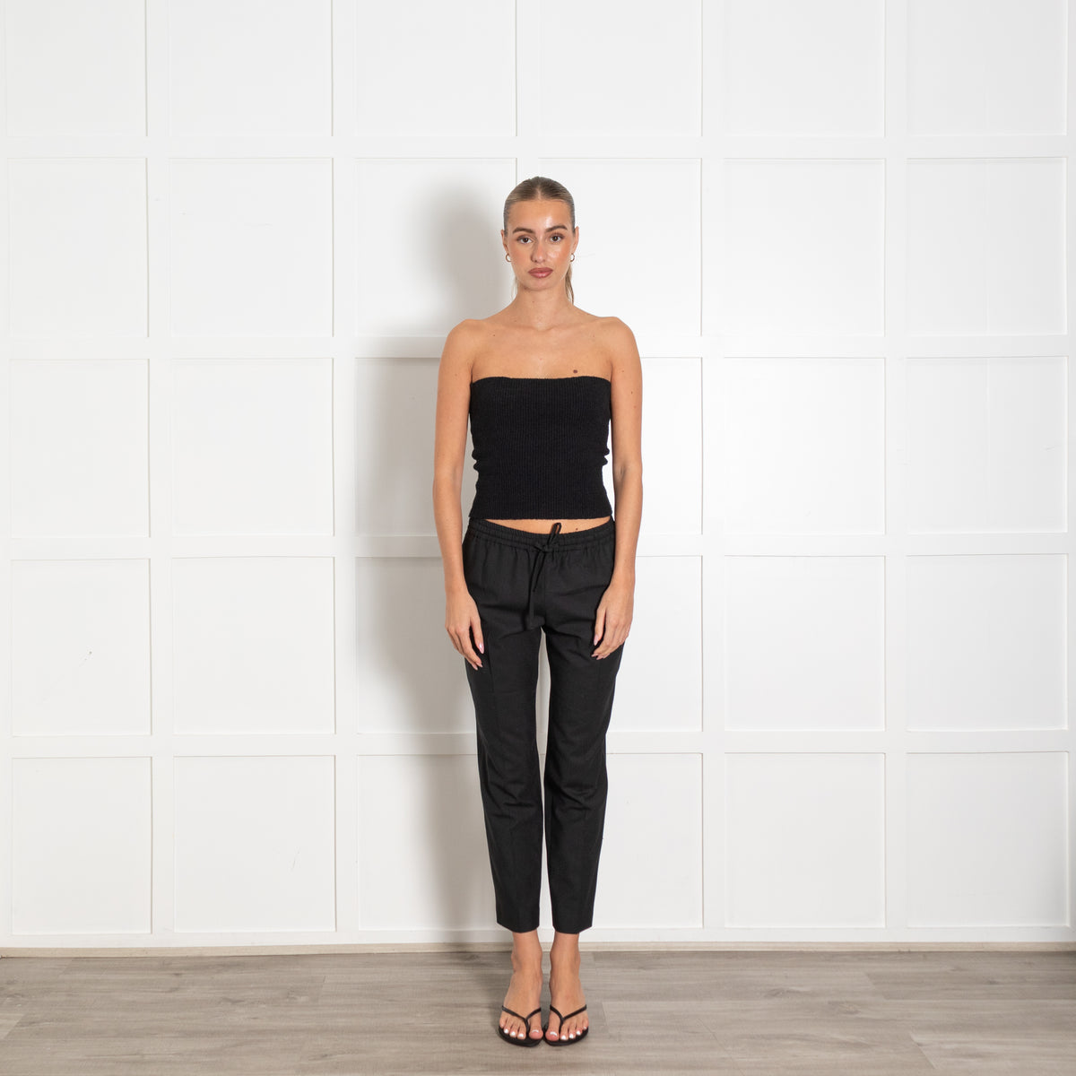 Joseph Black Elasticated Waist Cropped Trousers