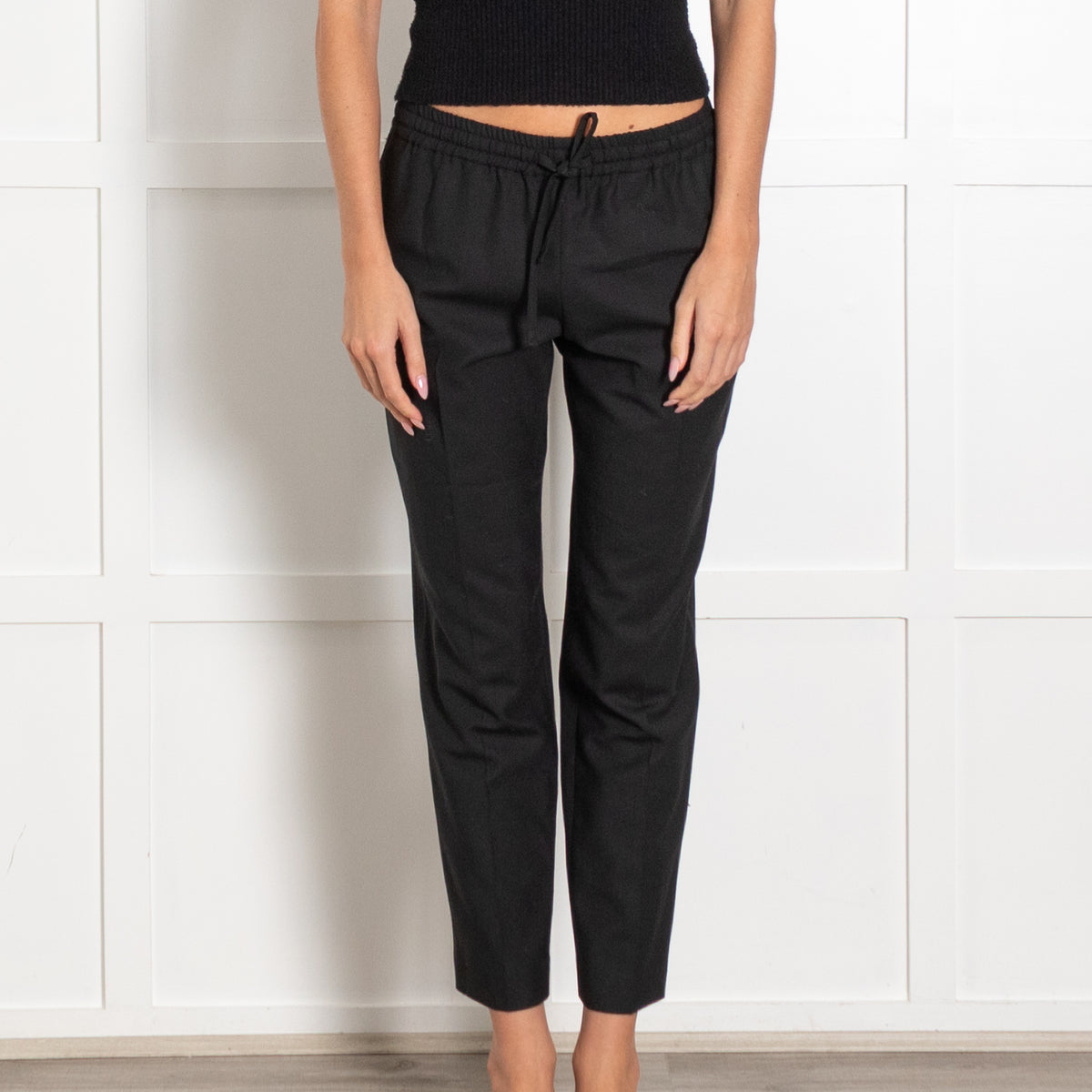 Joseph Black Elasticated Waist Cropped Trousers
