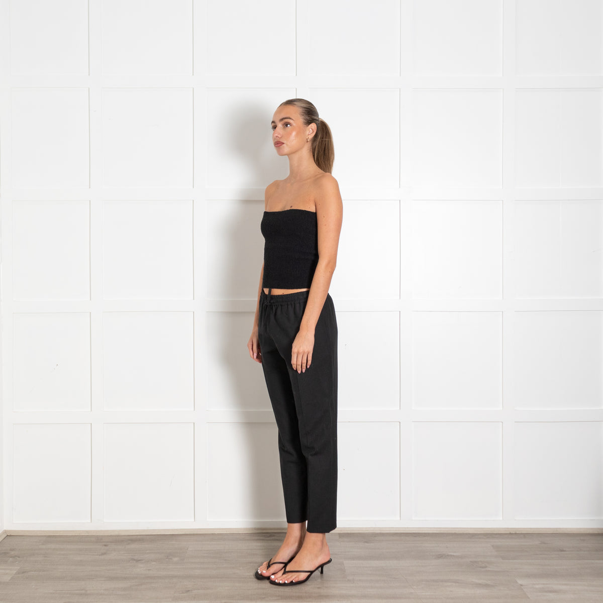 Joseph Black Elasticated Waist Cropped Trousers