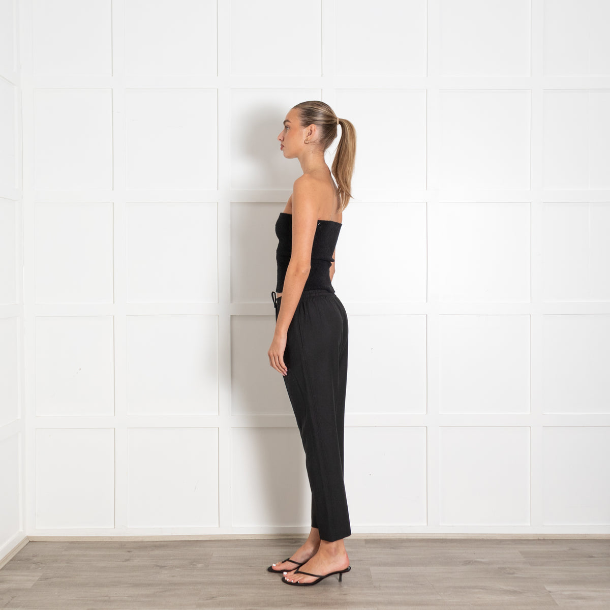 Joseph Black Elasticated Waist Cropped Trousers