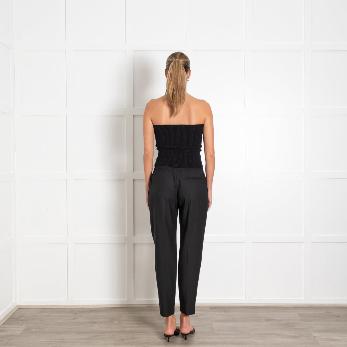 Joseph Black Elasticated Waist Cropped Trousers