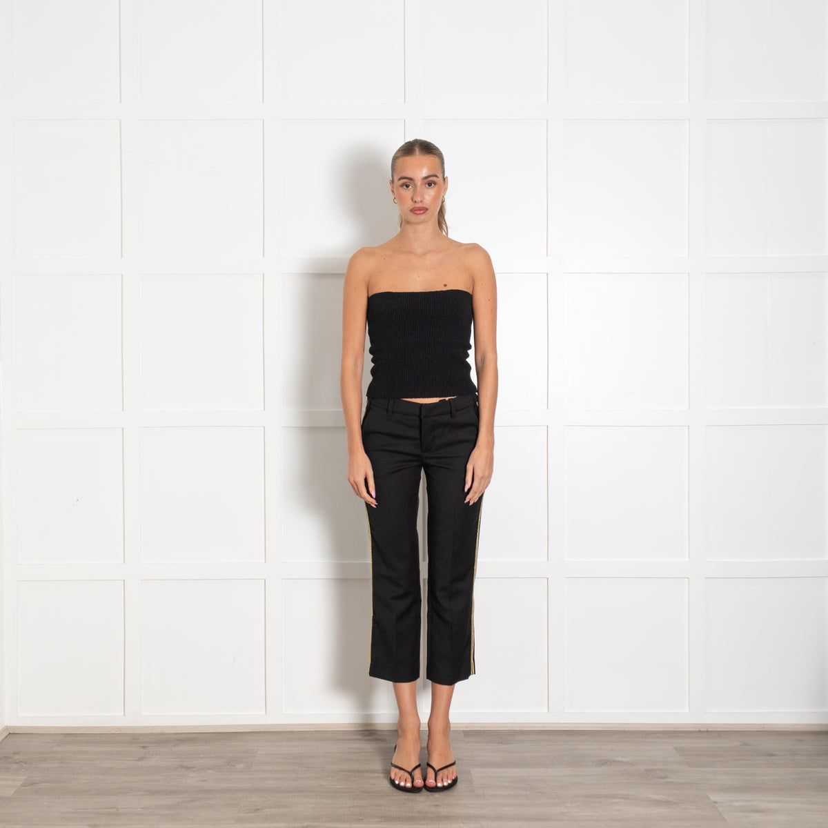 Zadig & Voltaire Black Tailored Gold Stripe Trousers