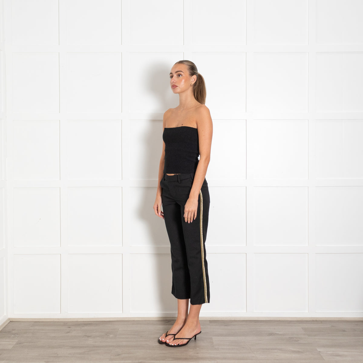 Zadig & Voltaire Black Tailored Gold Stripe Trousers
