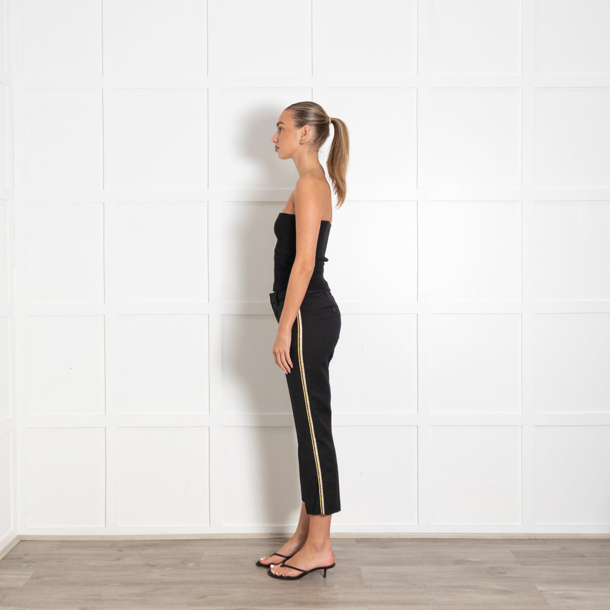 Zadig & Voltaire Black Tailored Gold Stripe Trousers
