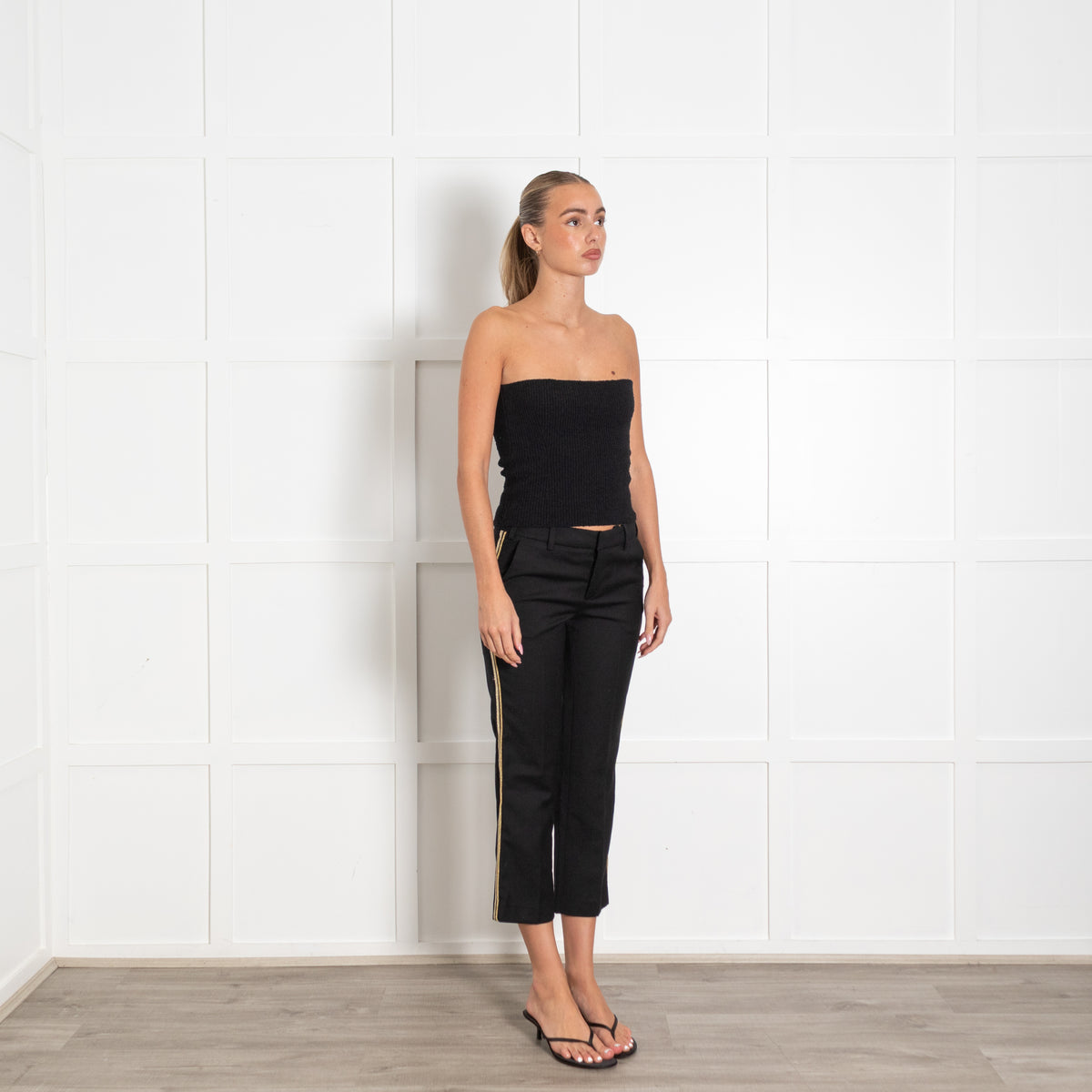 Zadig & Voltaire Black Tailored Gold Stripe Trousers