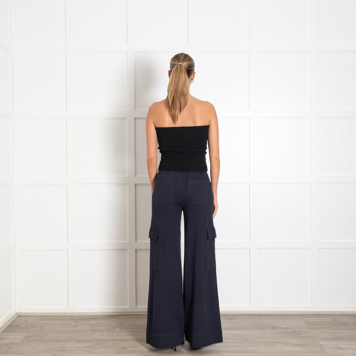 Me+Em Navy Cargo Wide-Leg Sweatpants