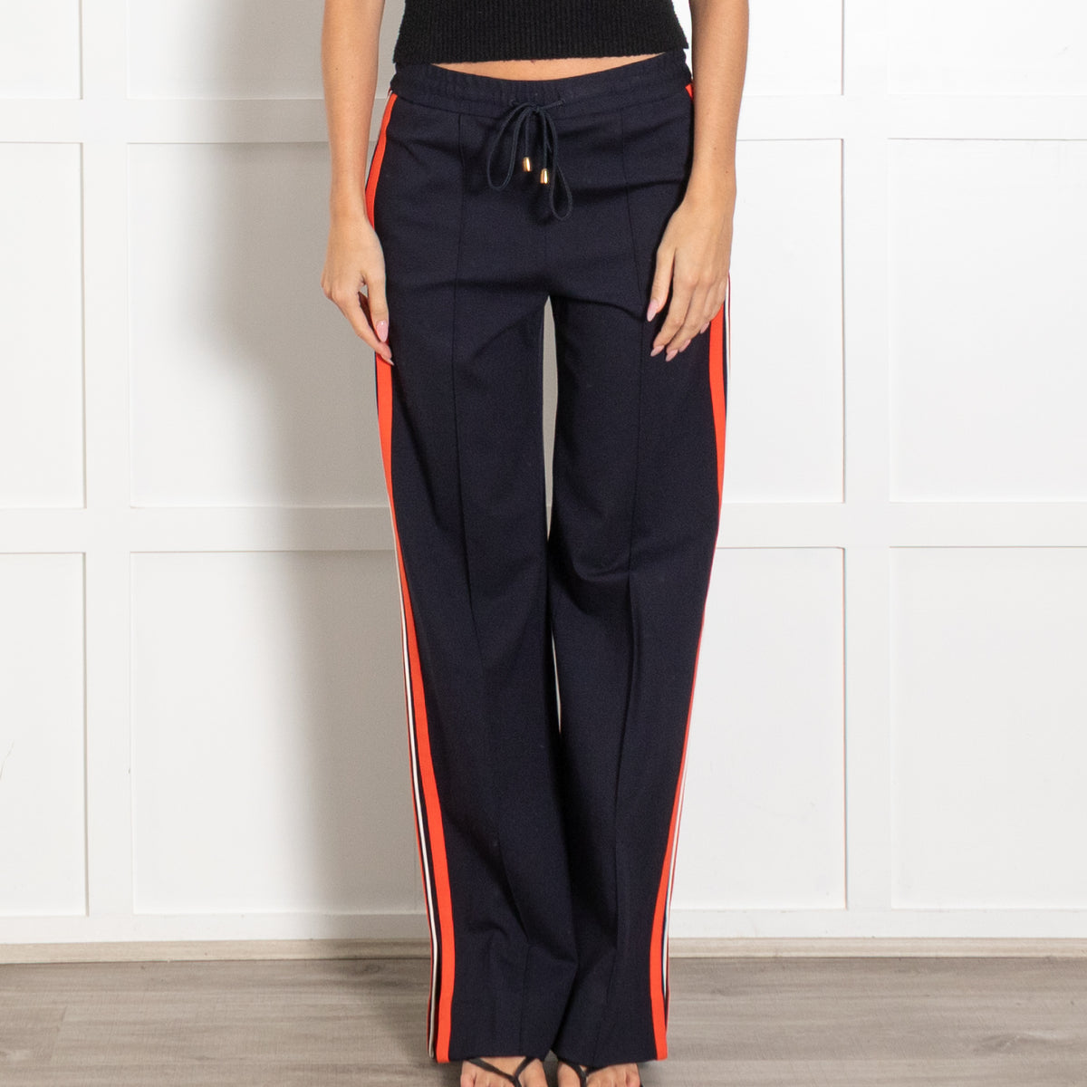 Me + Em Navy Orange Side Stripe Joggers