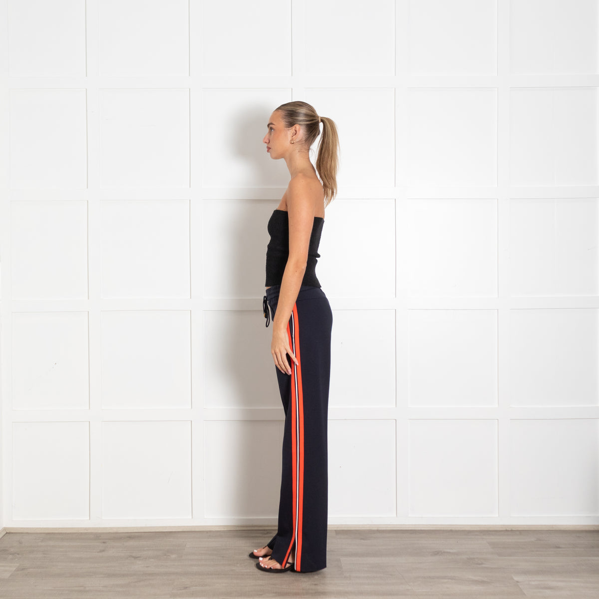 Me + Em Navy Orange Side Stripe Joggers