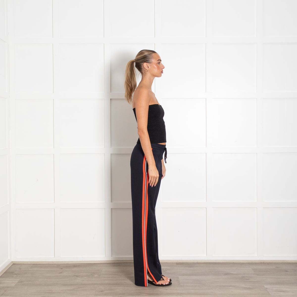 Me + Em Navy Orange Side Stripe Joggers