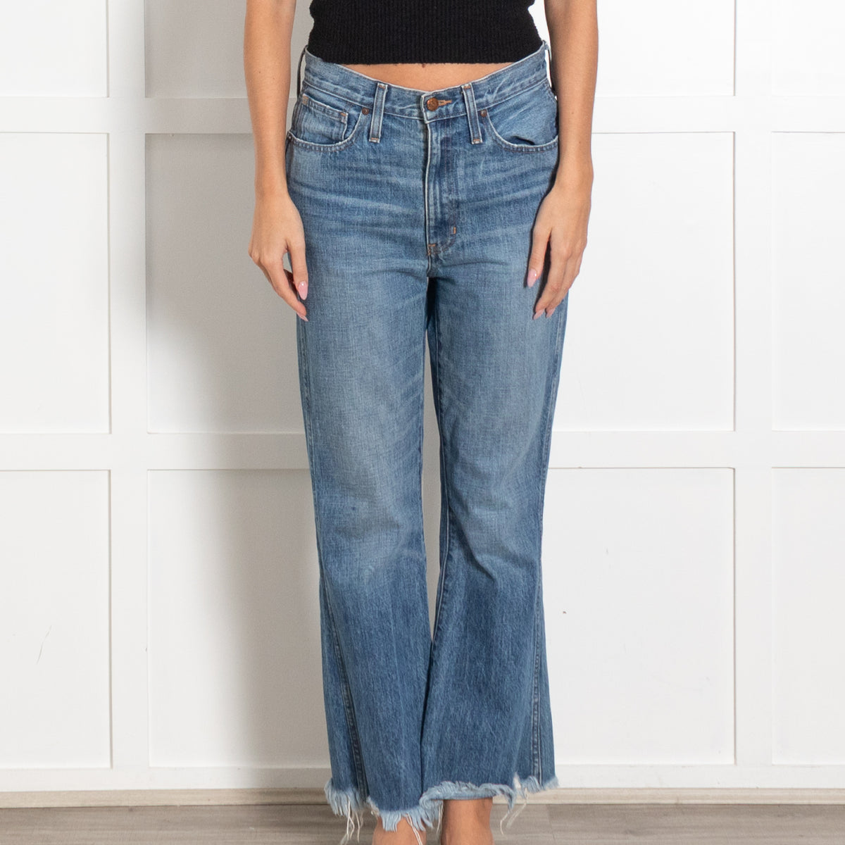 Madewell Pale Denim Raw Hem Bootleg Jeans