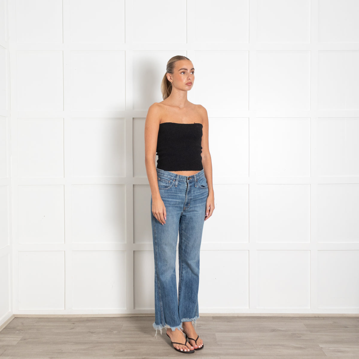 Madewell Pale Denim Raw Hem Bootleg Jeans