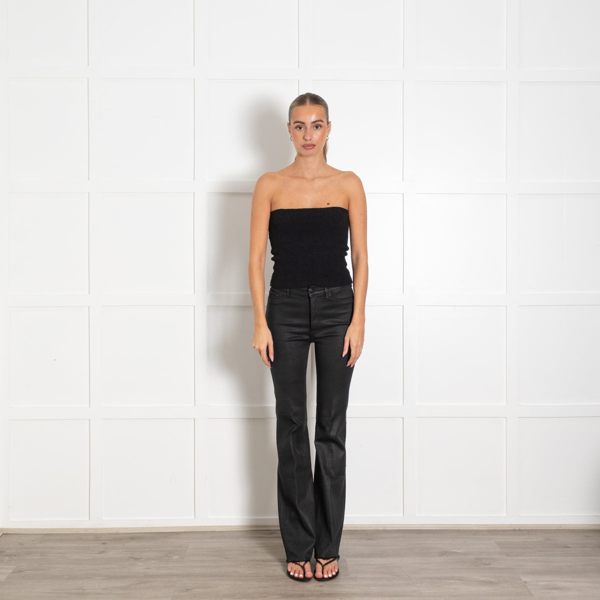 DL1961 Black Bridget Bootcut Coated Jeans