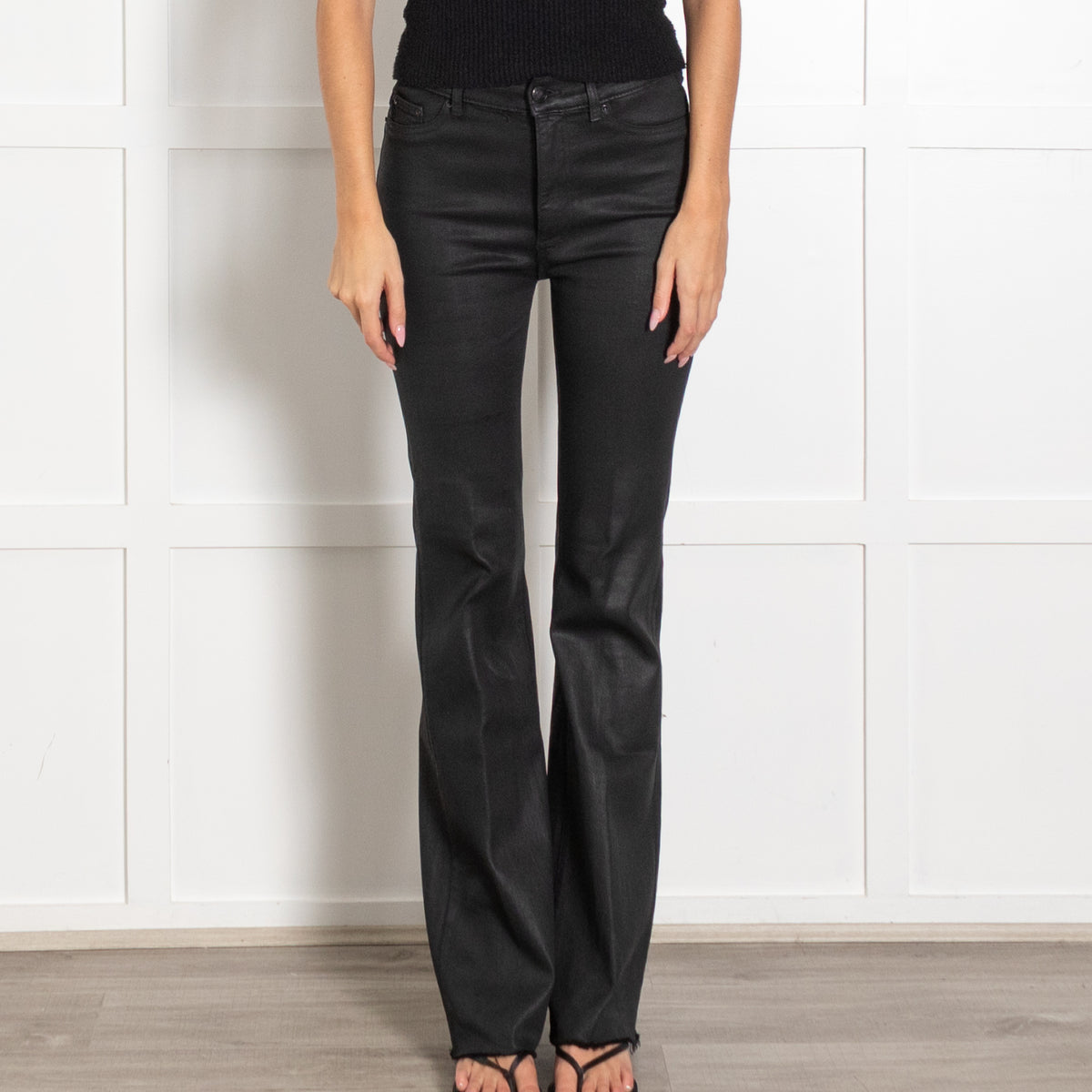 DL1961 Black Bridget Bootcut Coated Jeans