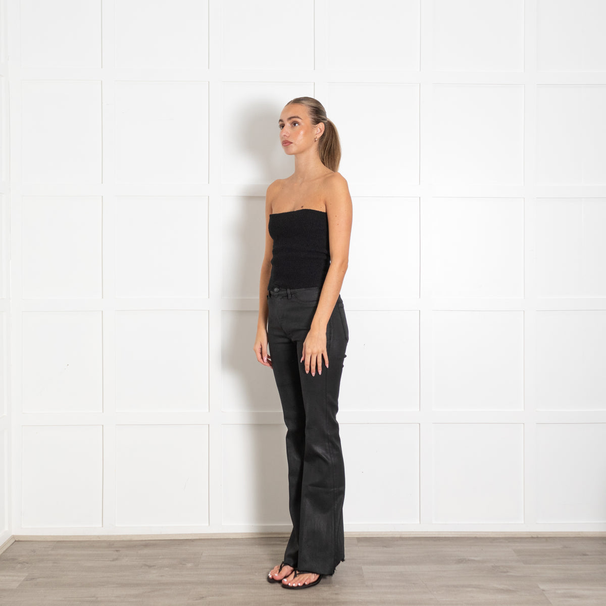 DL1961 Black Bridget Bootcut Coated Jeans