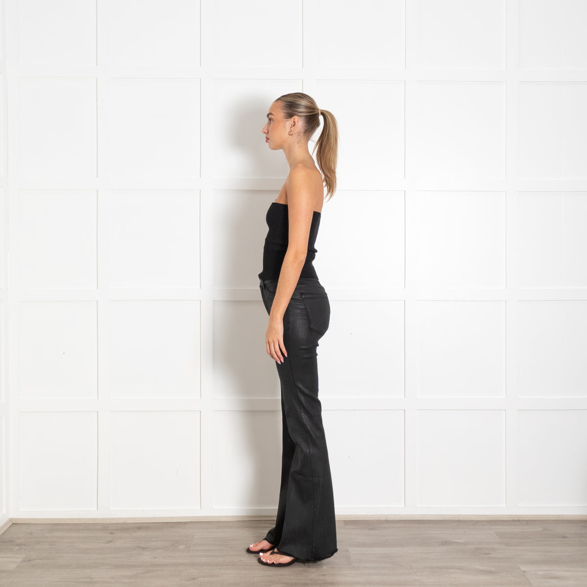 DL1961 Black Bridget Bootcut Coated Jeans