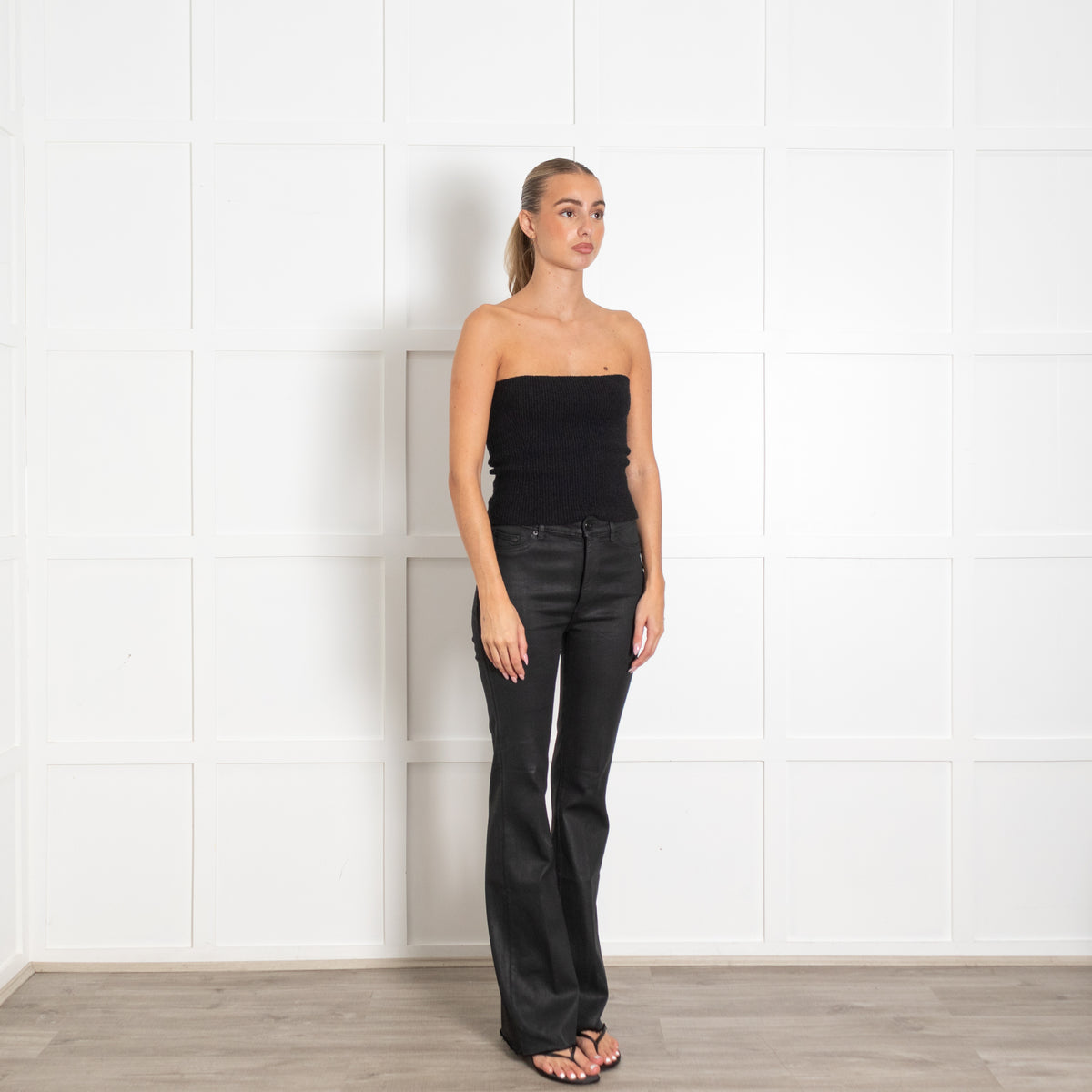 DL1961 Black Bridget Bootcut Coated Jeans