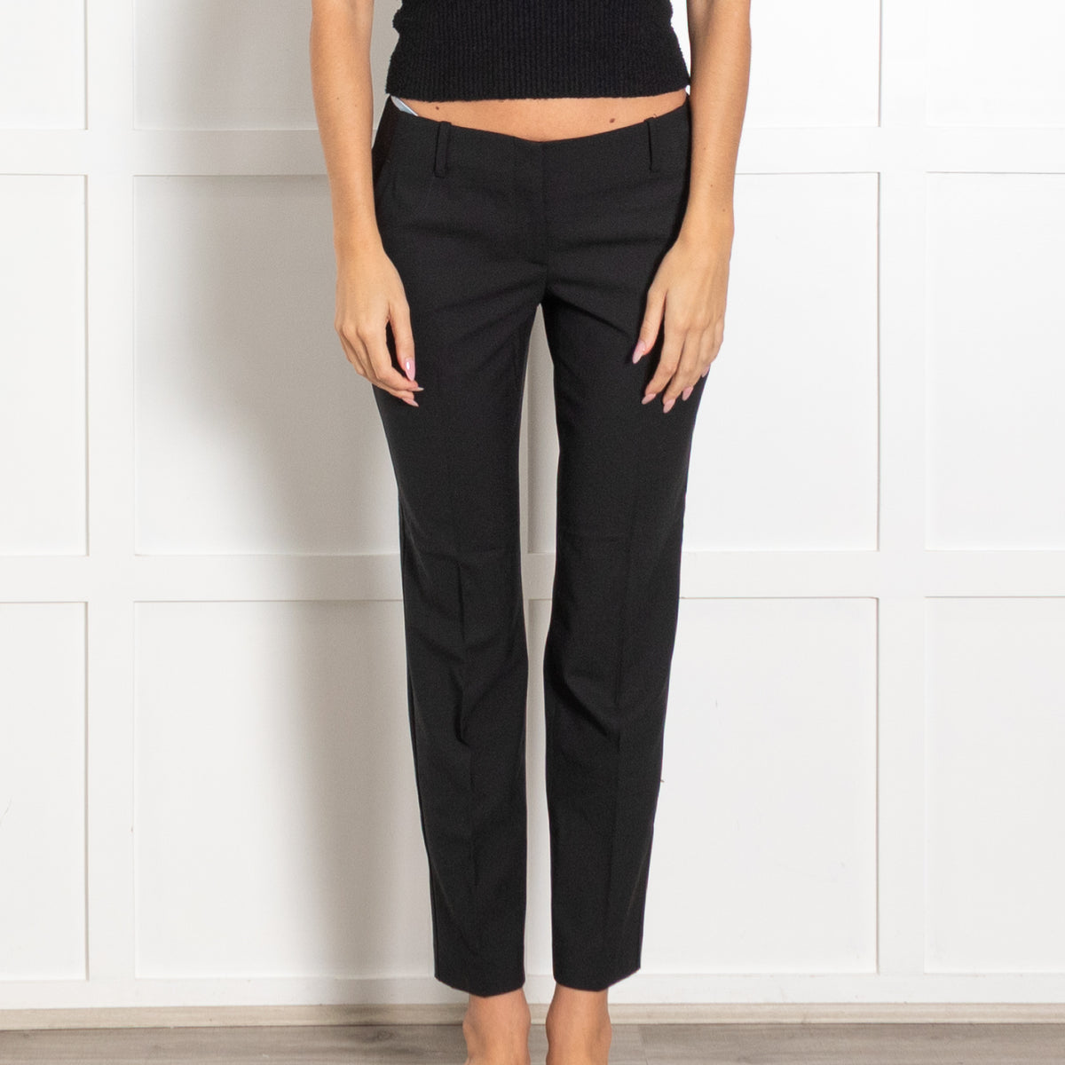 Theory Black Straight Leg Tailored Trousers