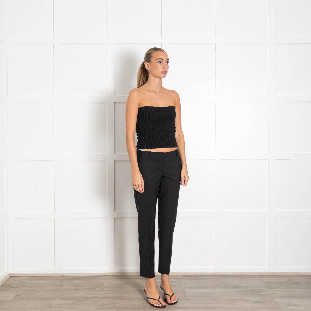 Theory Black Straight Leg Tailored Trousers
