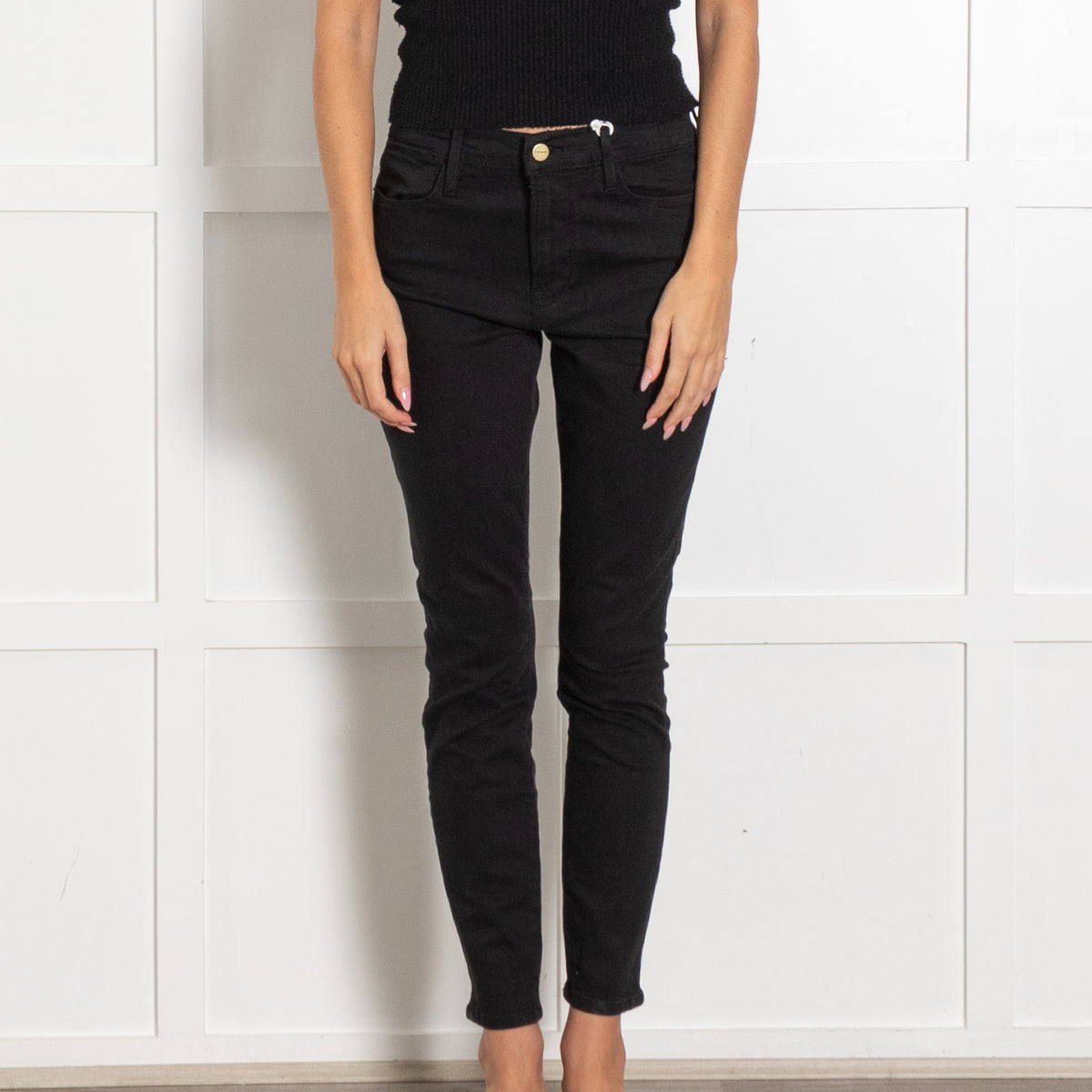 Frame Black High Waist Skinny Jean
