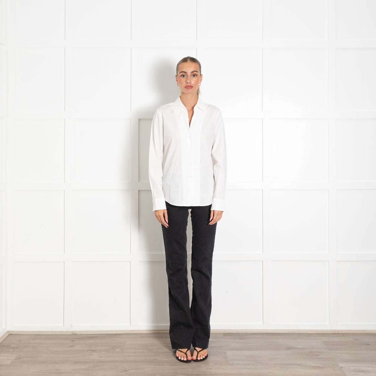 Strenesse Cream White Cotton Long Sleeve Classic Blouse