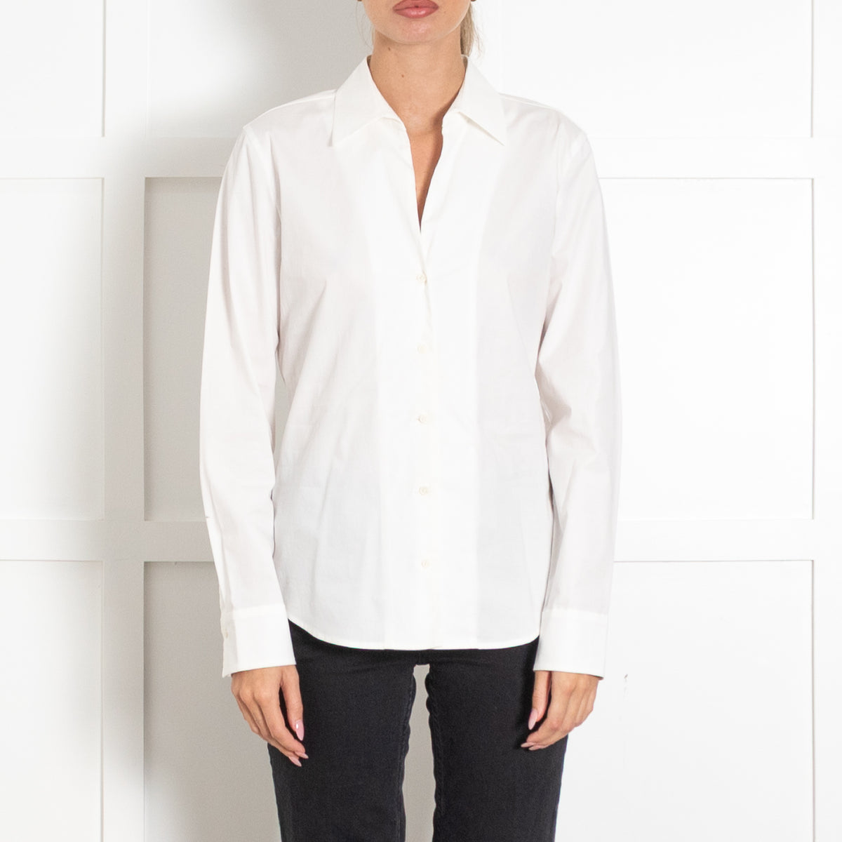 Strenesse Cream White Cotton Long Sleeve Classic Blouse