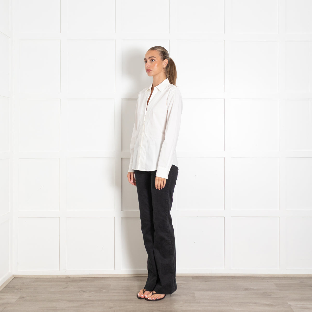 Strenesse Cream White Cotton Long Sleeve Classic Blouse