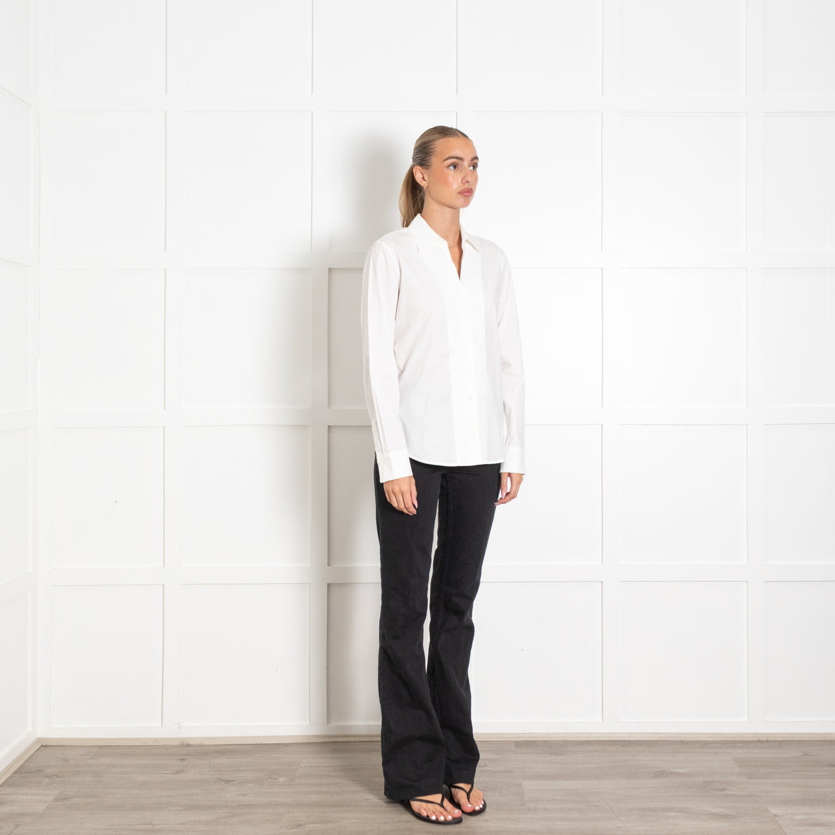 Strenesse Cream White Cotton Long Sleeve Classic Blouse