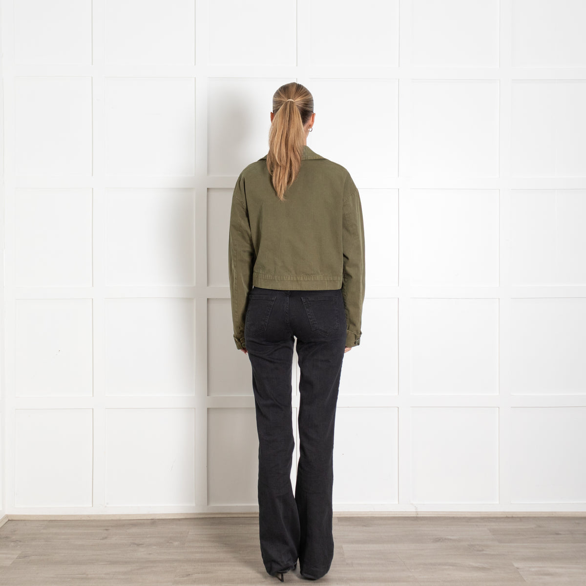 Anine Bing Khaki Army Cropped UtilIty Jacket