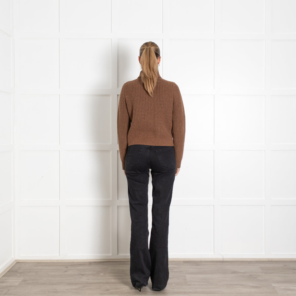 Nili Lotan Brown Wool Mix Zip Cardigan