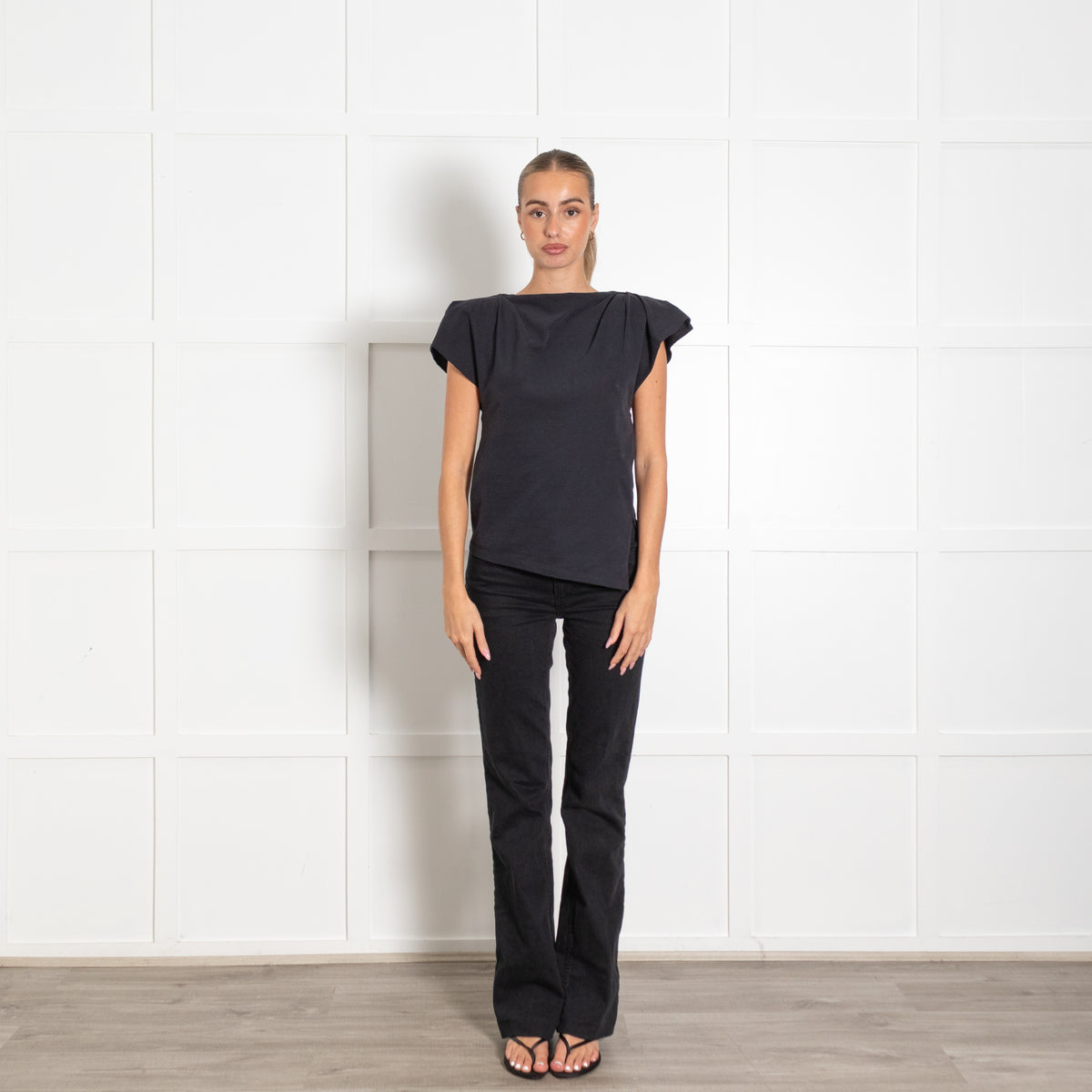 Isabel Marant Faded Black Sebani TShirt With Padded Shoulders