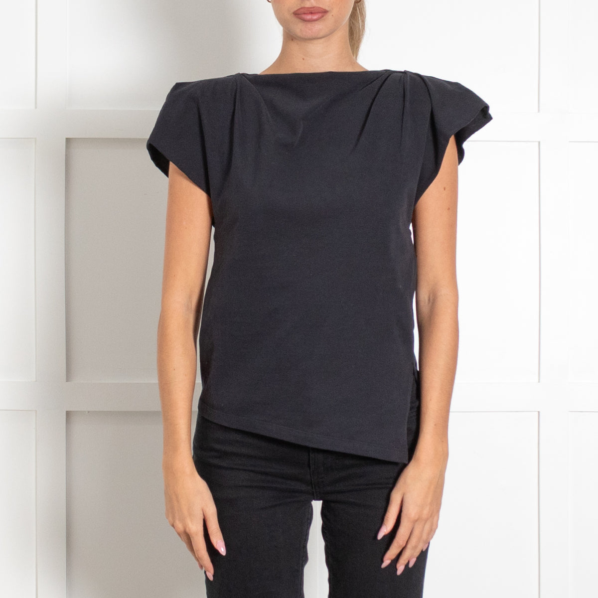 Isabel Marant Faded Black Sebani TShirt With Padded Shoulders