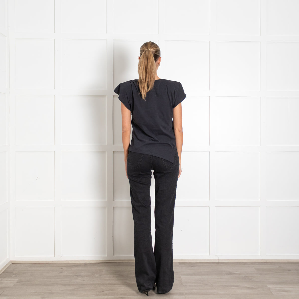 Isabel Marant Faded Black Sebani TShirt With Padded Shoulders