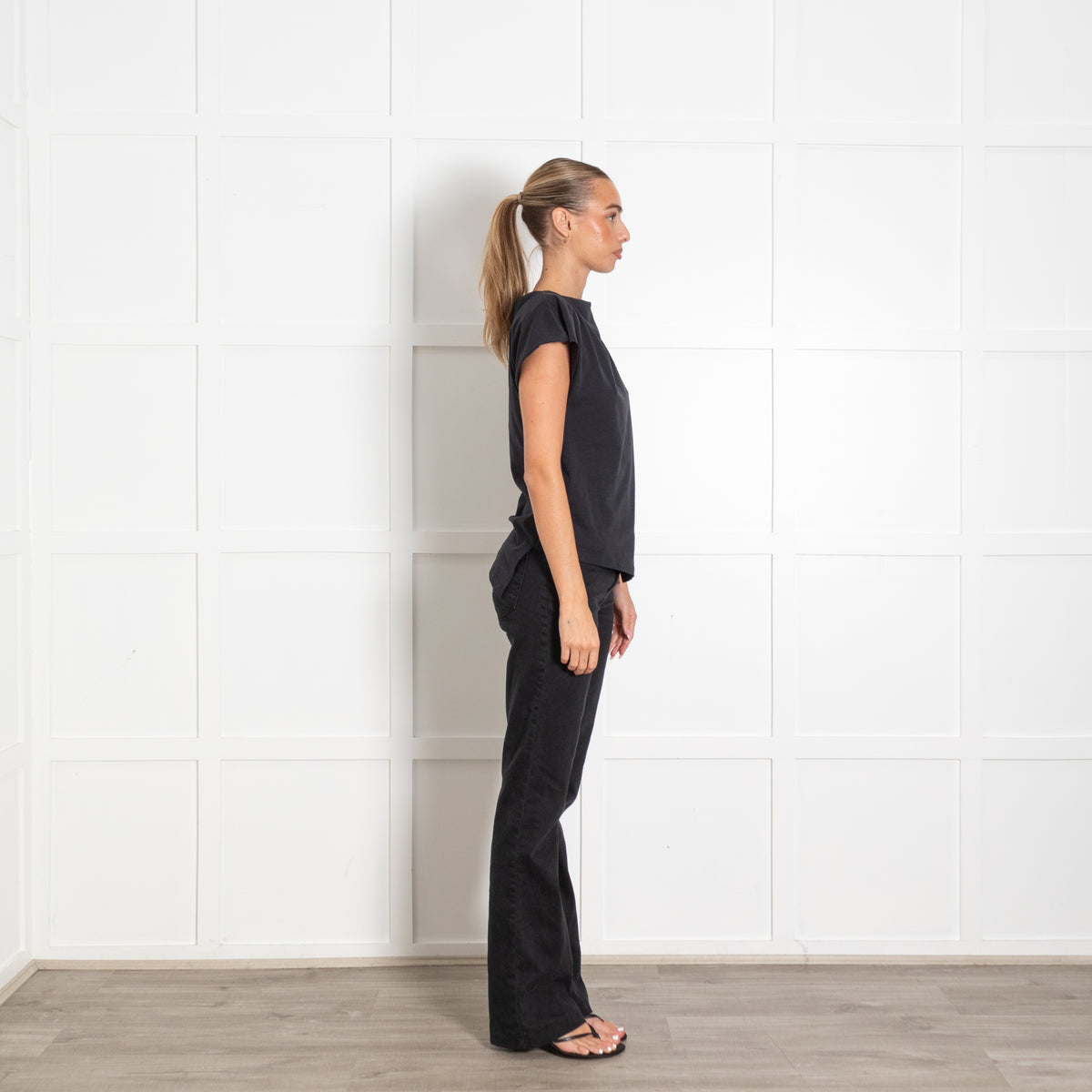 Isabel Marant Faded Black Sebani TShirt With Padded Shoulders