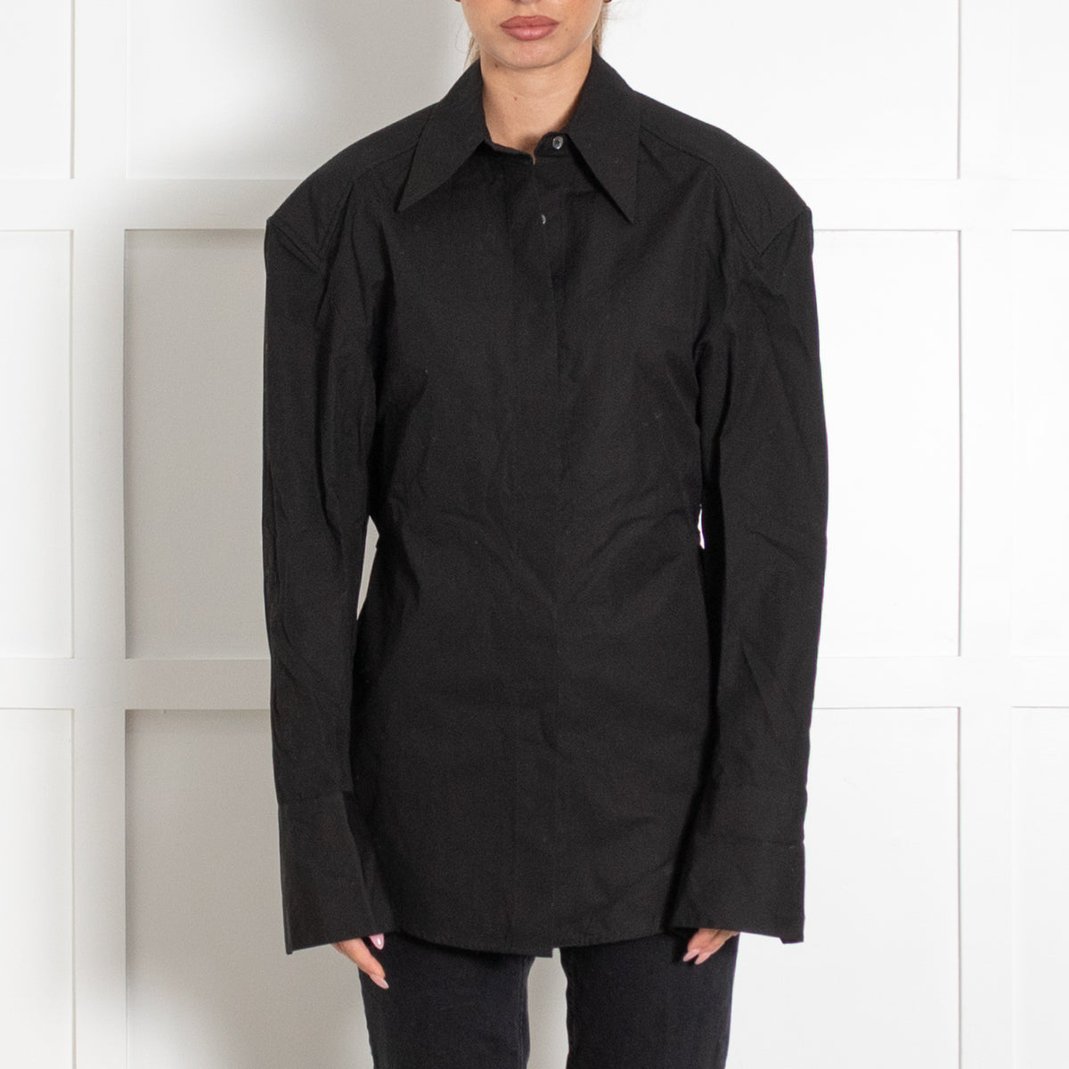 The Frankie Shop Paper Moon Bec Black Padded Shirt
