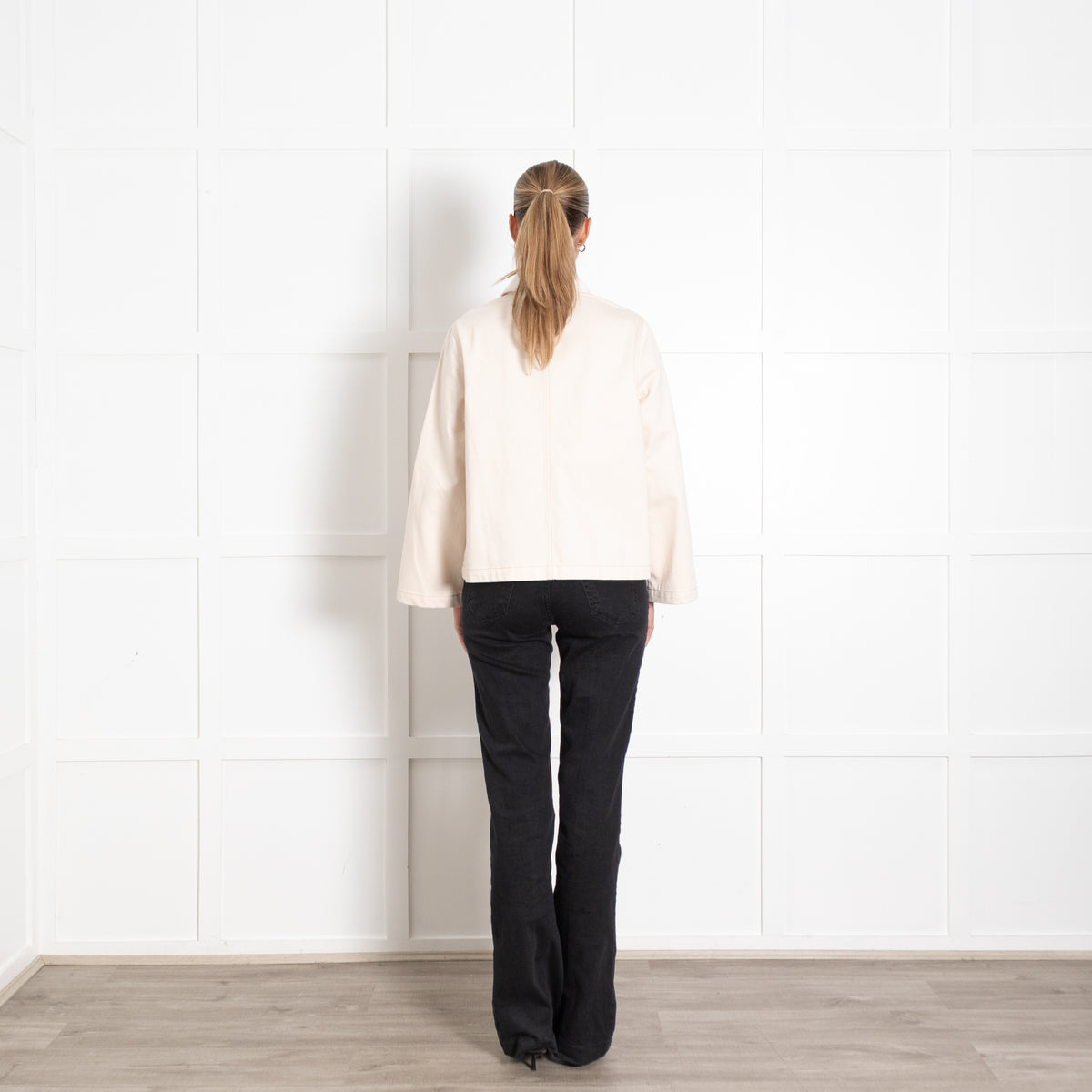 Veronica Beard Cream Denim Pocket Jacket