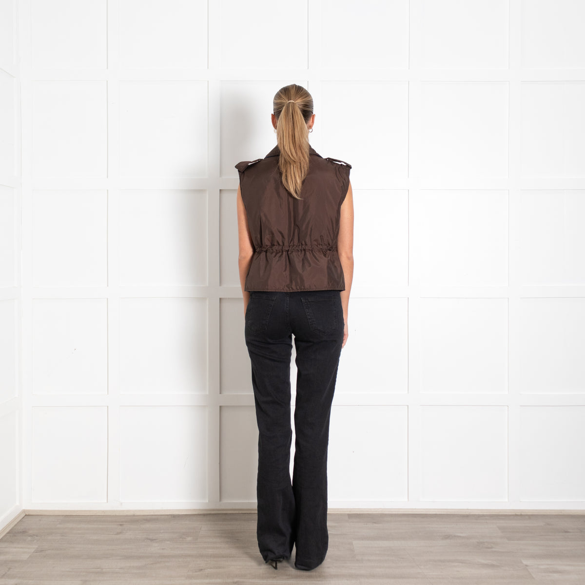 Ganni Brown And Blue Reversible Ripstop Gilet