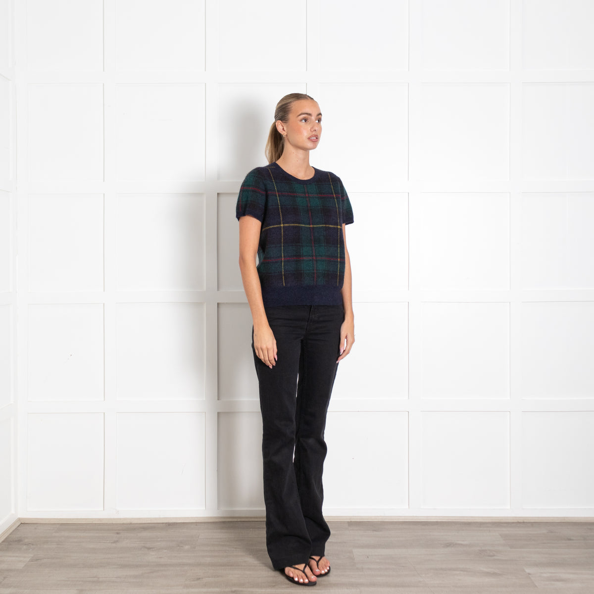 Polo by Ralph Lauren Green-Blue Chequered Short Sleeve Jumper UK 16