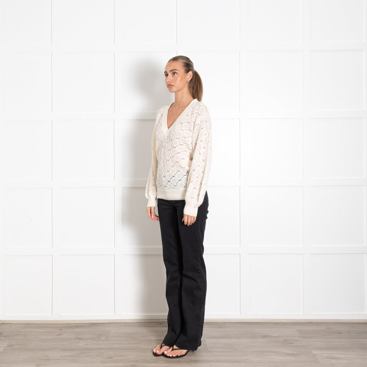 See By Chloé Cream V-Neck Loose Knit Sweater