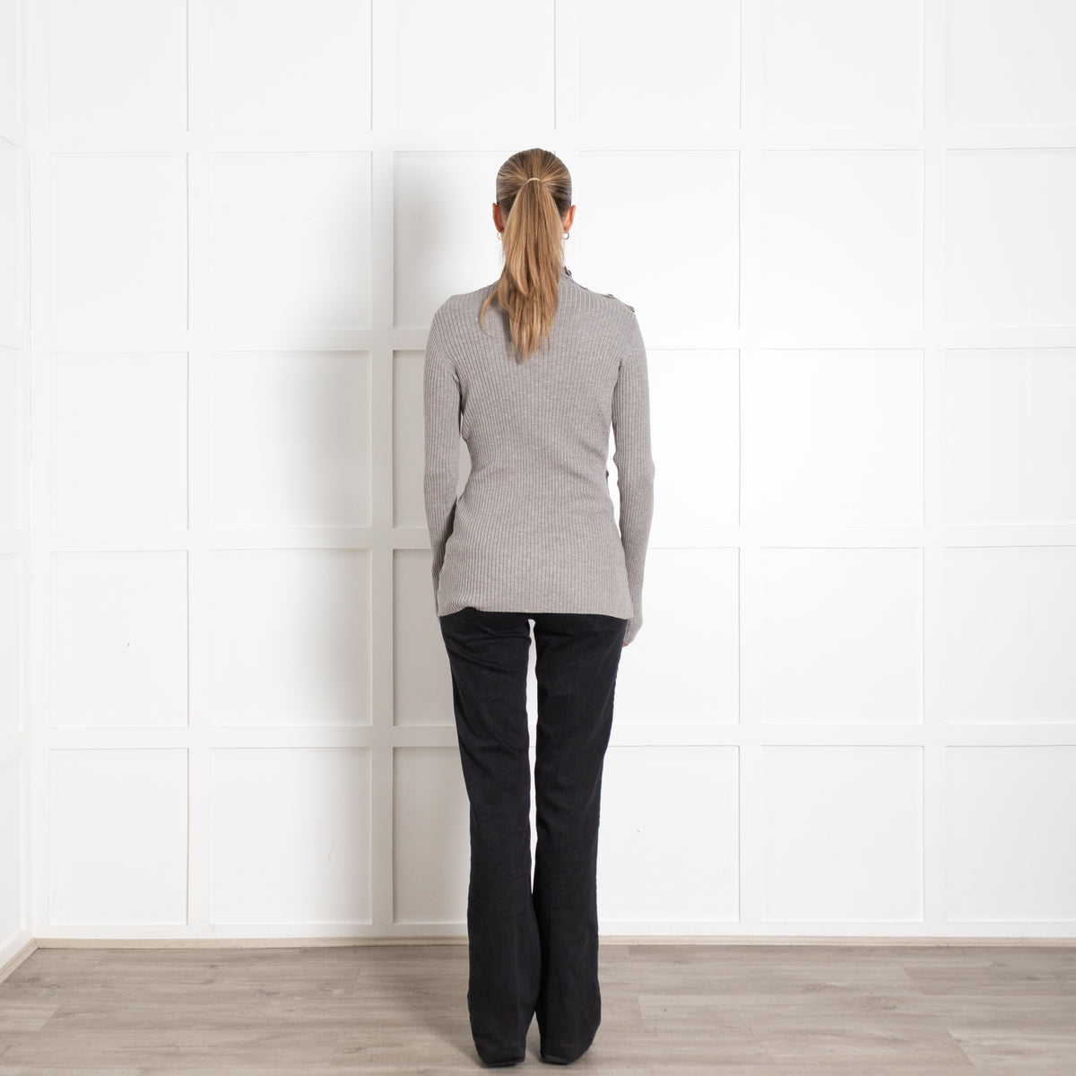 Dodo Bar Or Grey Diamante Button Wool Blend Sweater