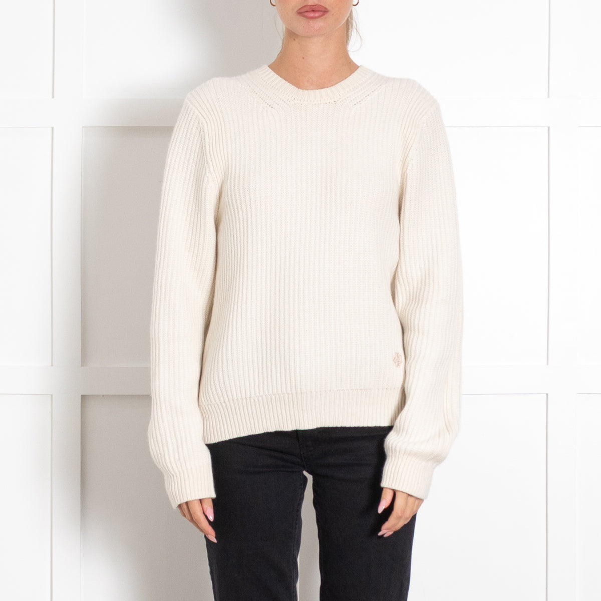 Tory Burch Cream Ribbed Cashmere Sweater